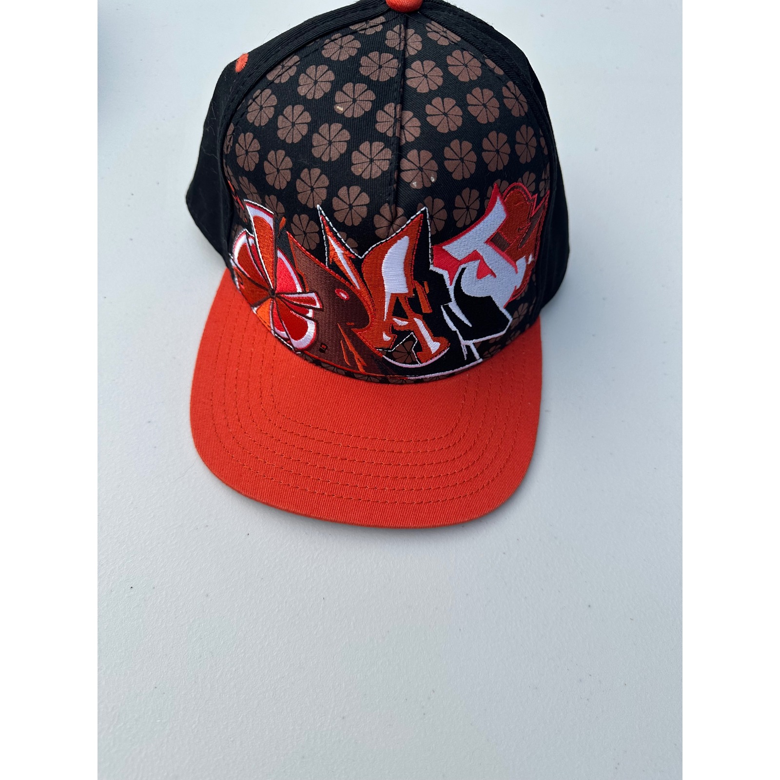 No Bad Ideas Headwear Counter Culture Snapback Hat Black Orange Graffiti Floral